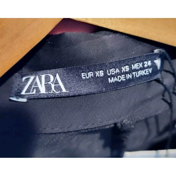 New Zara Black Short Sleeve Pleated Wrap Dress XS Dark Academia  Fairygrunge - Picture 7 of 9